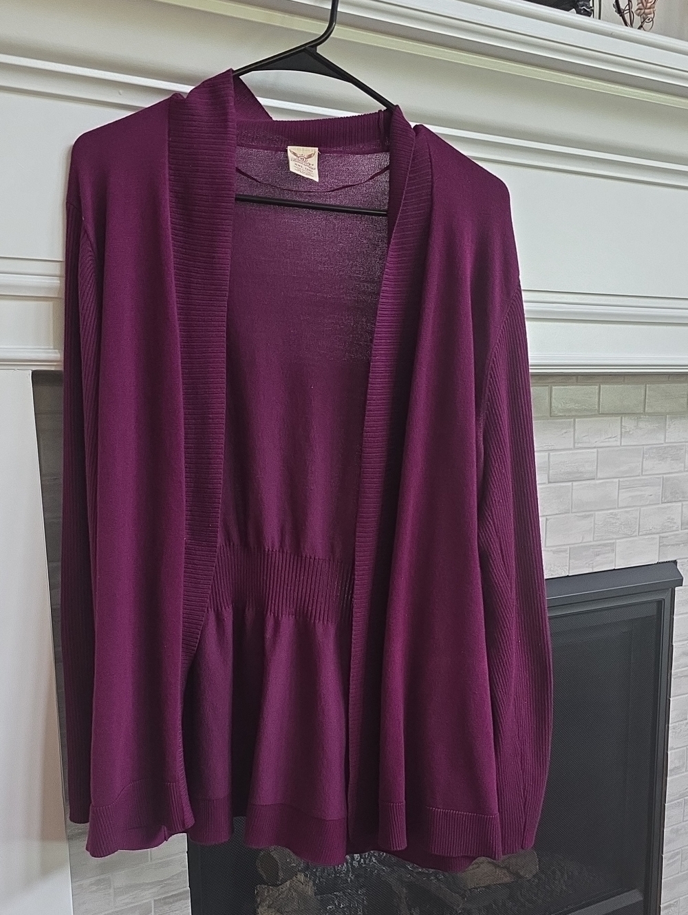 Faded Glory Open-Front Cardigan - Deep Plum